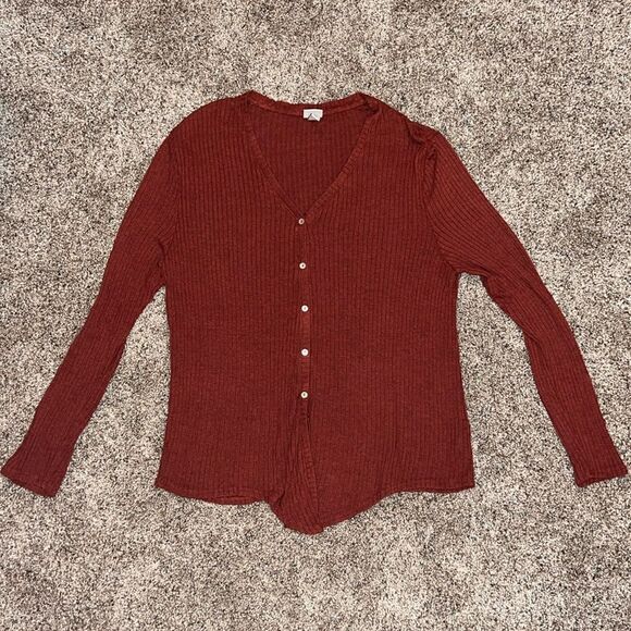 Women’s A New Day Rust Colored Button Up Sweater - Picture 1 of 3